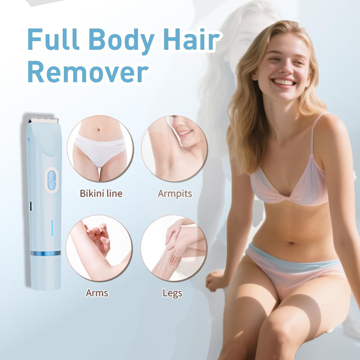Women's Electric Bikini Trimmer & Body Shaver Dual Head Waterproof USB-C Rechargeable