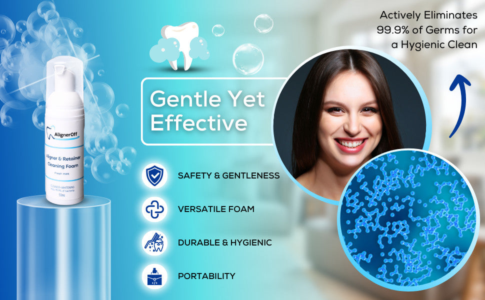 Aligner Cleaner and Whitening Foam for Invisalign Retainers - Mint Flavor