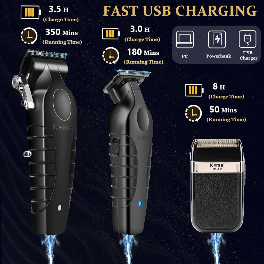 Men's Professional Hair Clipper & Grooming Kit - Cordless Trimmer Set