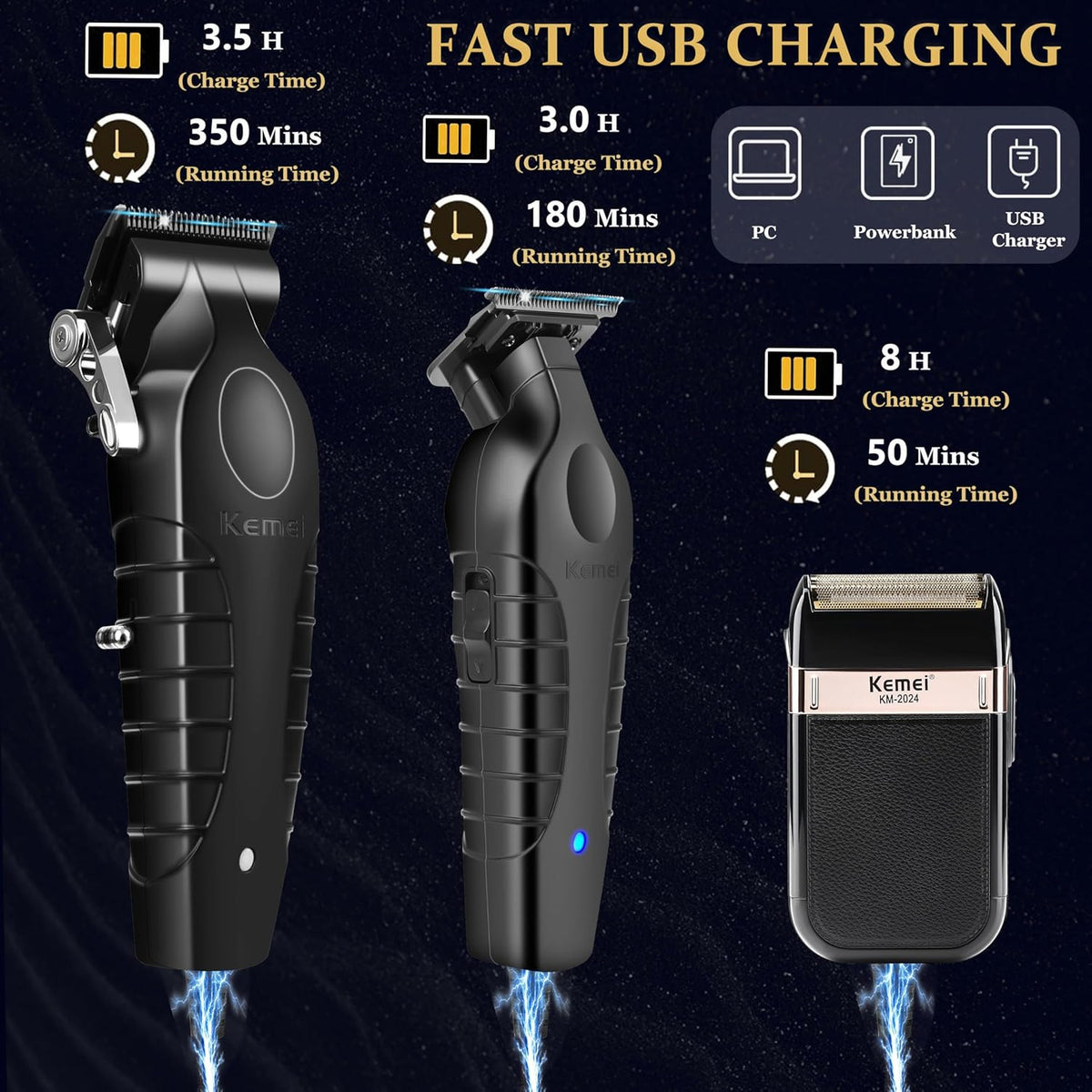 Men's Professional Hair Clipper & Grooming Kit - Cordless Trimmer Set