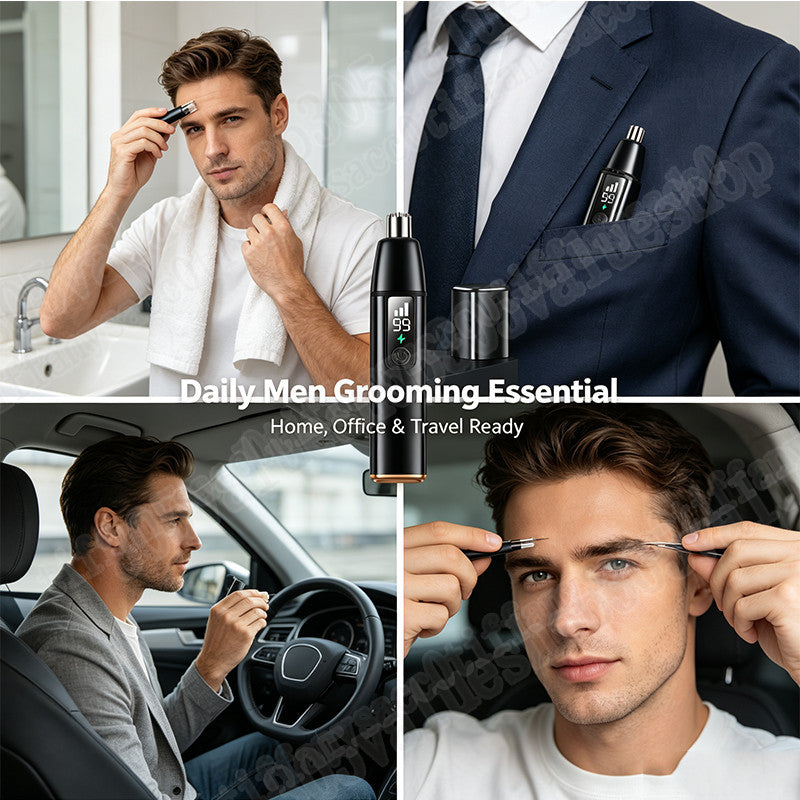 Electric Nose and Ear Hair Trimmer with LED Display Waterproof Rechargeable