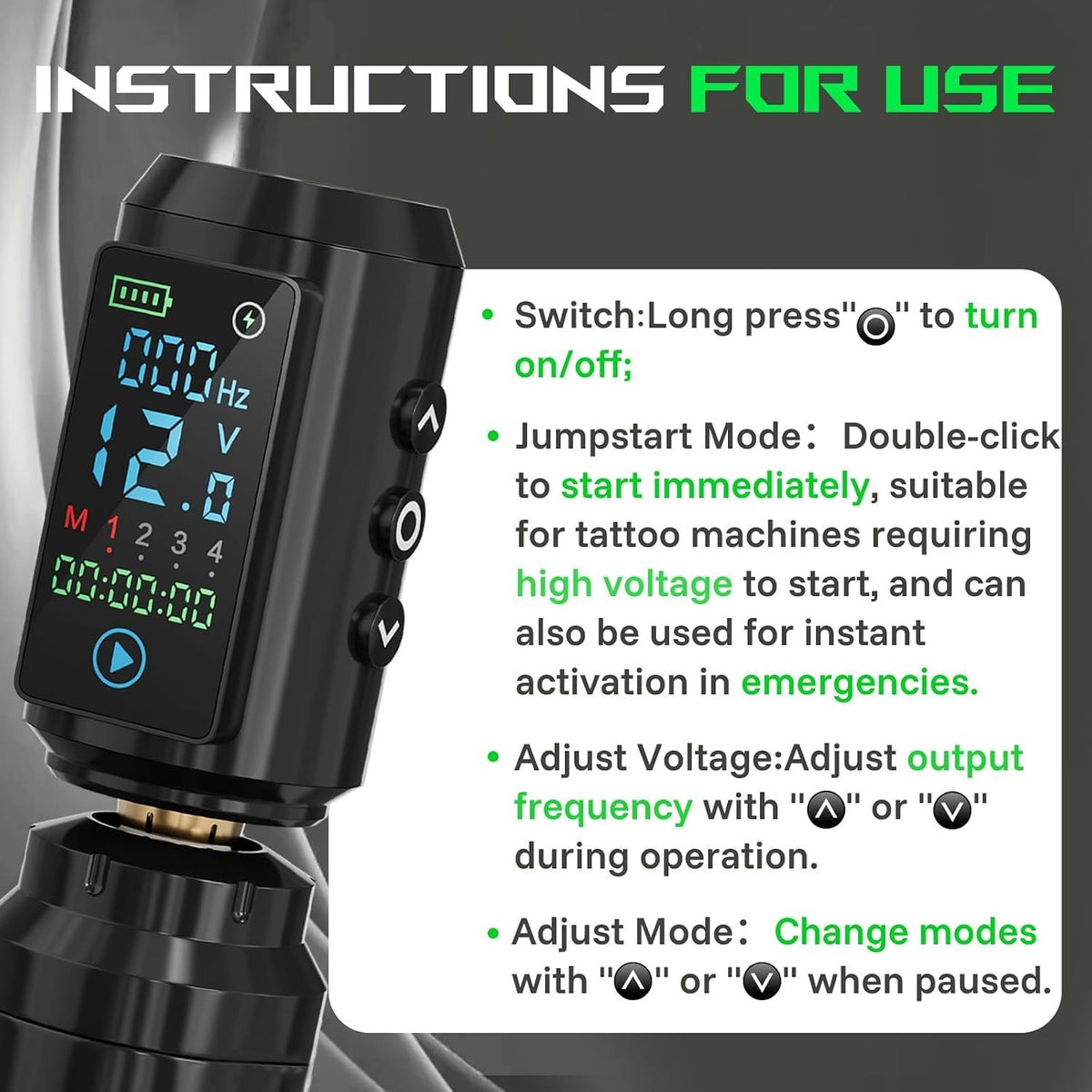 Wireless Tattoo Battery Pack with Jumpstart Function – 6 Hour Performance