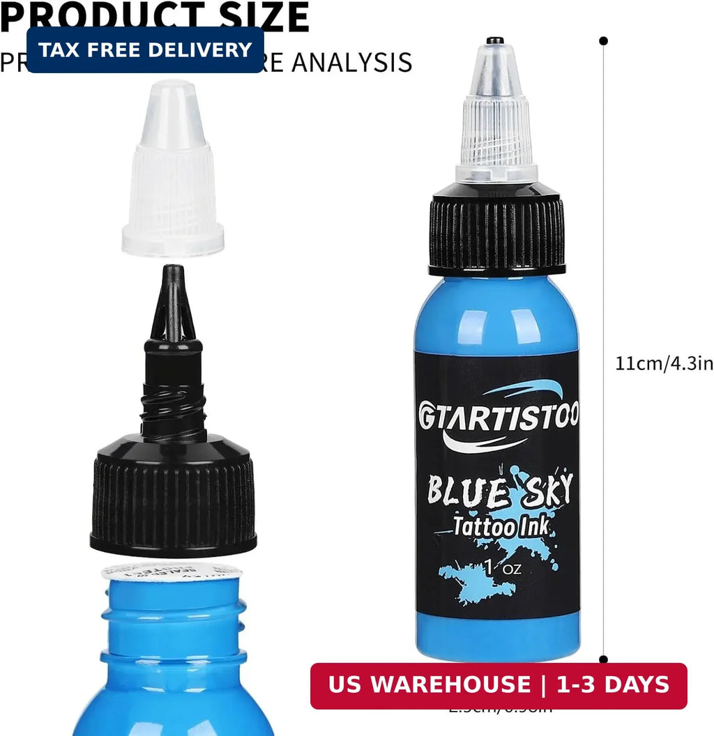 Professional Tattoo Ink Set 14 Colors 1oz (30ml) Vegan-Friendly Pigment