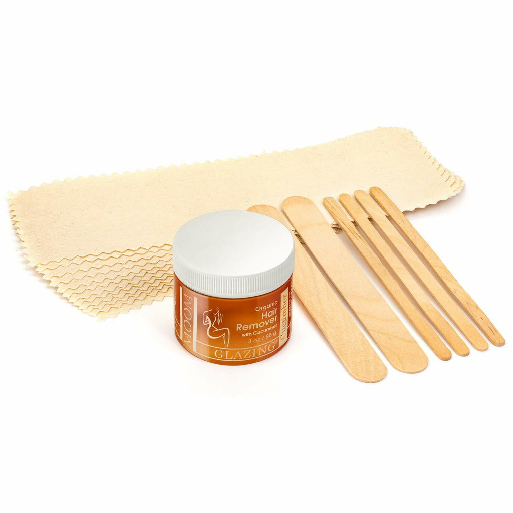 Organic Face Wax Kit with Aloe Tea Tree Chamomile for Hair Removal - 1.6 Oz