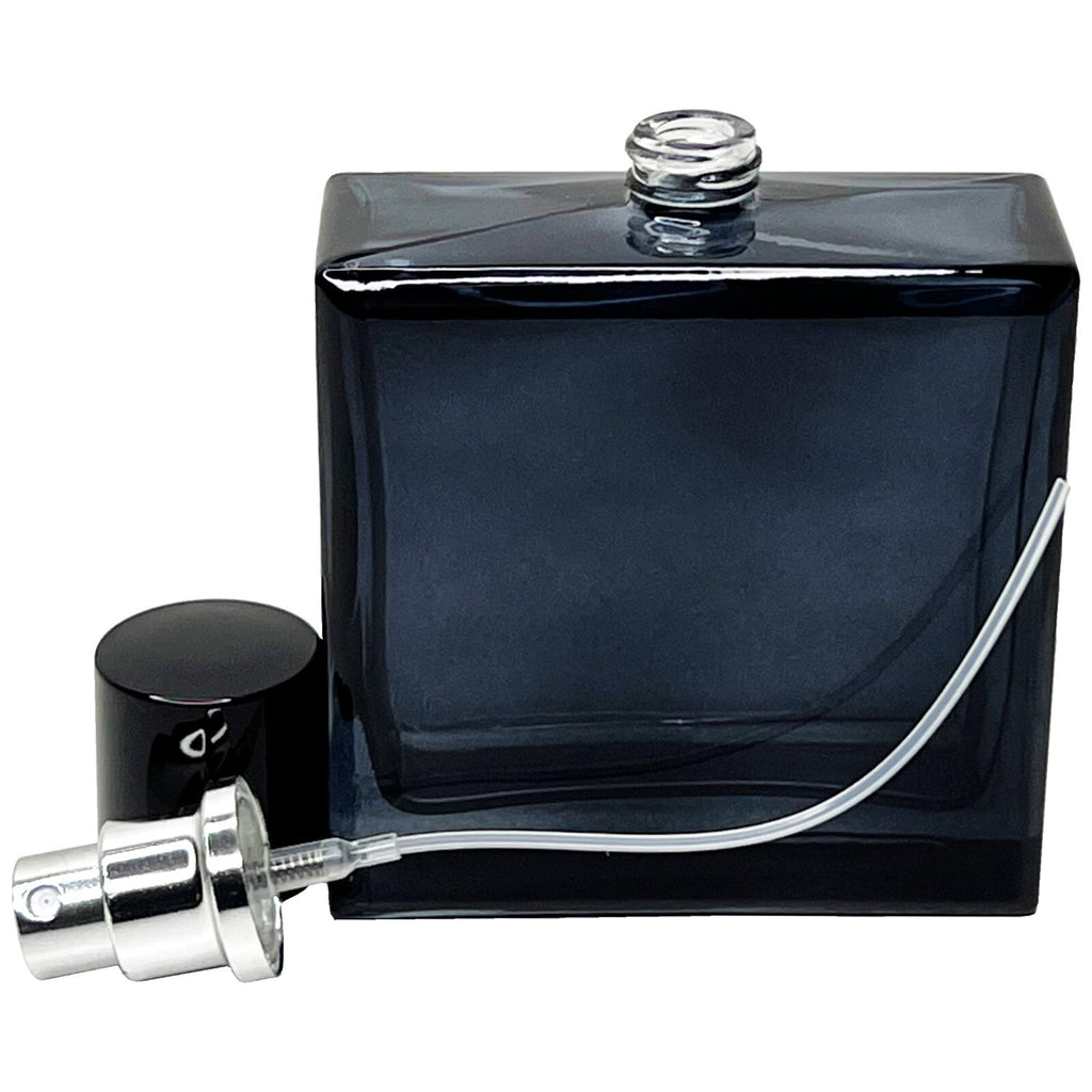 Refillable 100ml Blue Glass Square Perfume Spray Bottle for Decanting