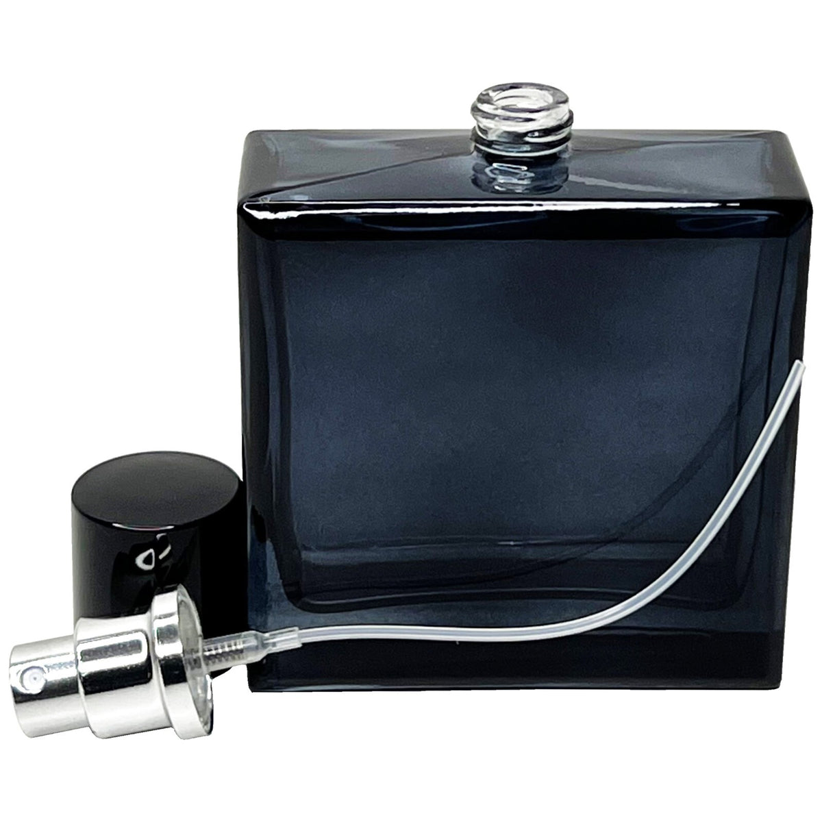 Refillable 100ml Blue Glass Square Perfume Spray Bottle for Decanting