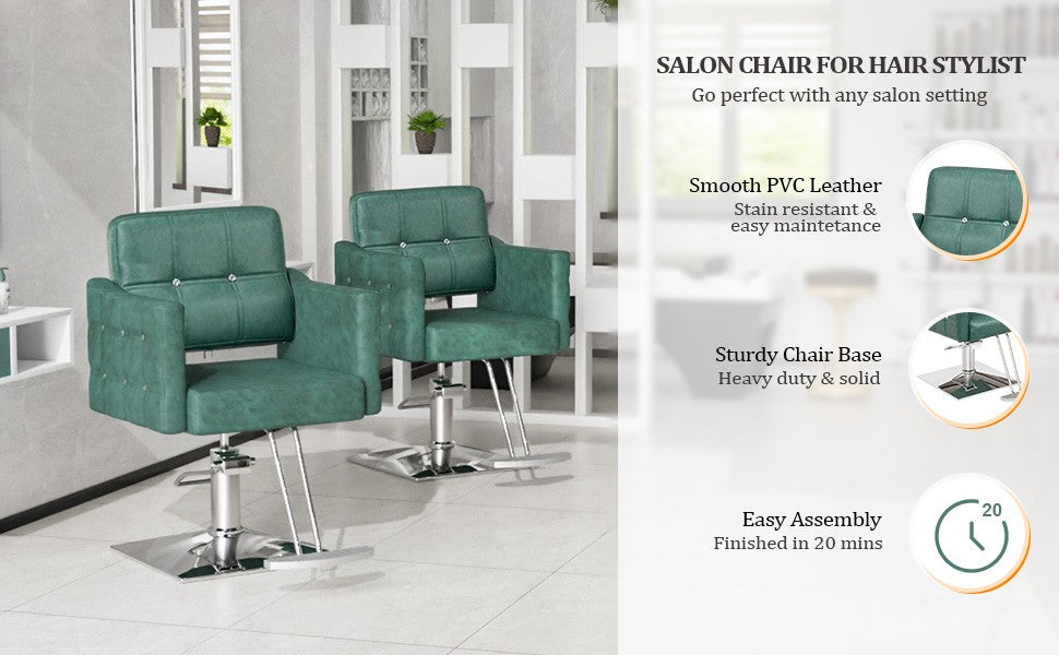 Hydraulic Barber Chair for Hair Salon & Home Use - Green