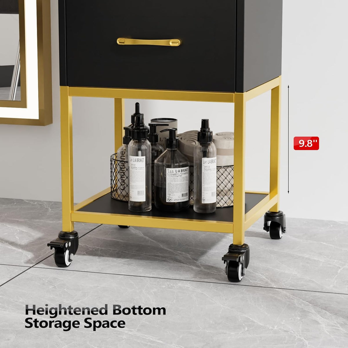 Salon Organizer Cart with 3 Drawers and 4 Casters - Hair & Beauty Storage