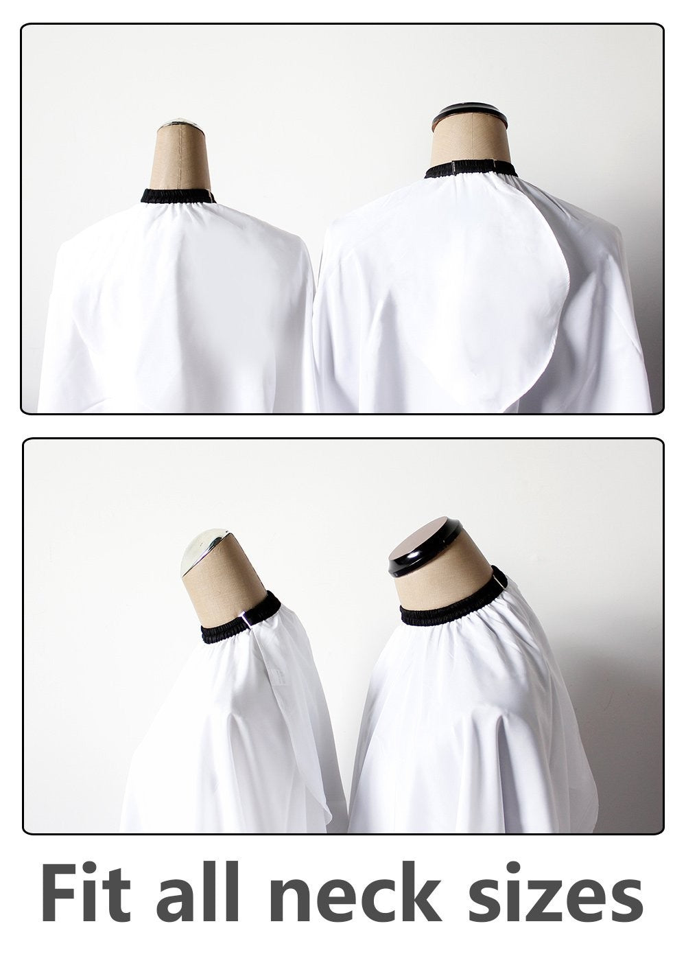 Waterproof Haircut Cape 54x62 Inches for Salon & Barber Use - White Polyester