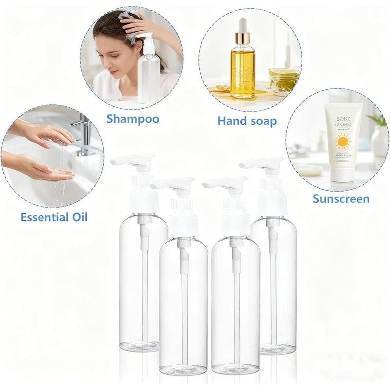 Refillable 100ml Travel Lotion Pump Bottles Set of 4 TSA Approved Eco-Friendly Plastic Bottles
