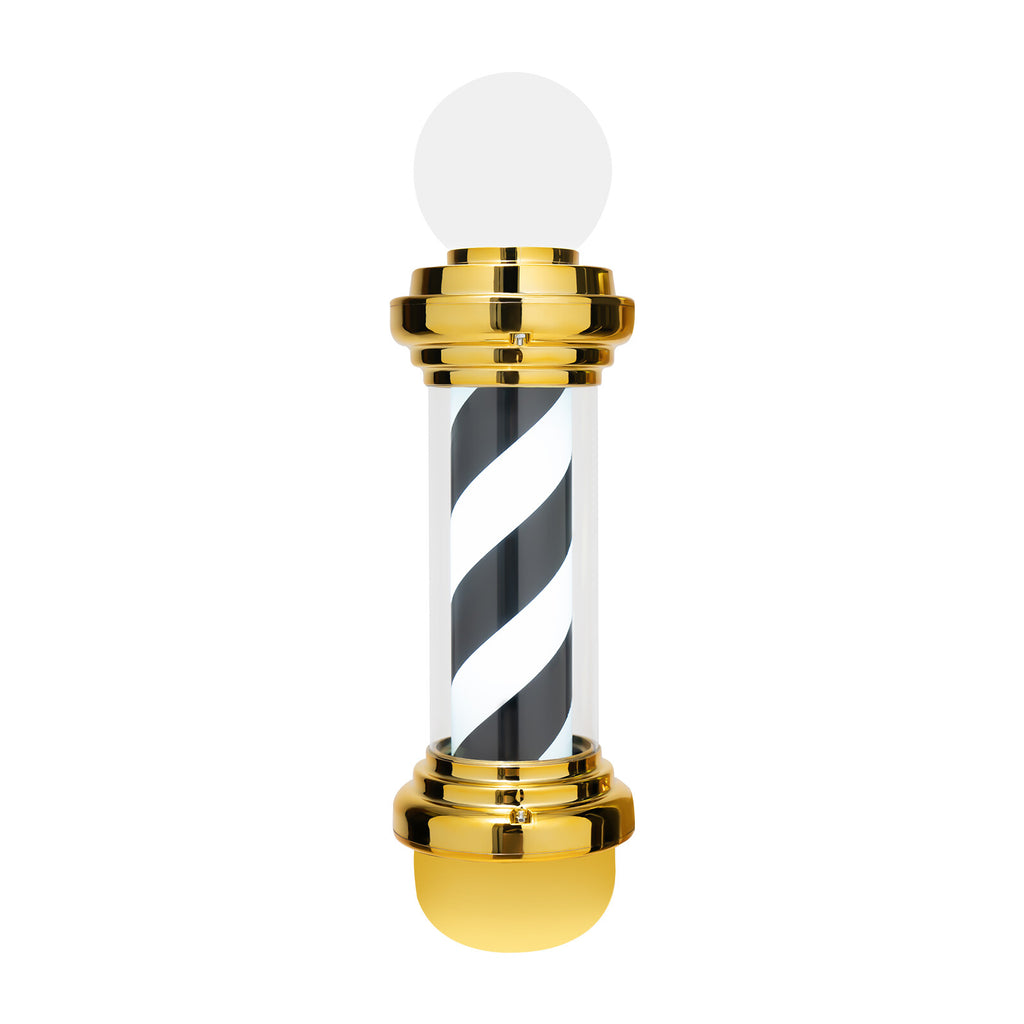 Waterproof LED Barber Pole Light with Rotating Sign for Hair Salon - Black, White, Gold