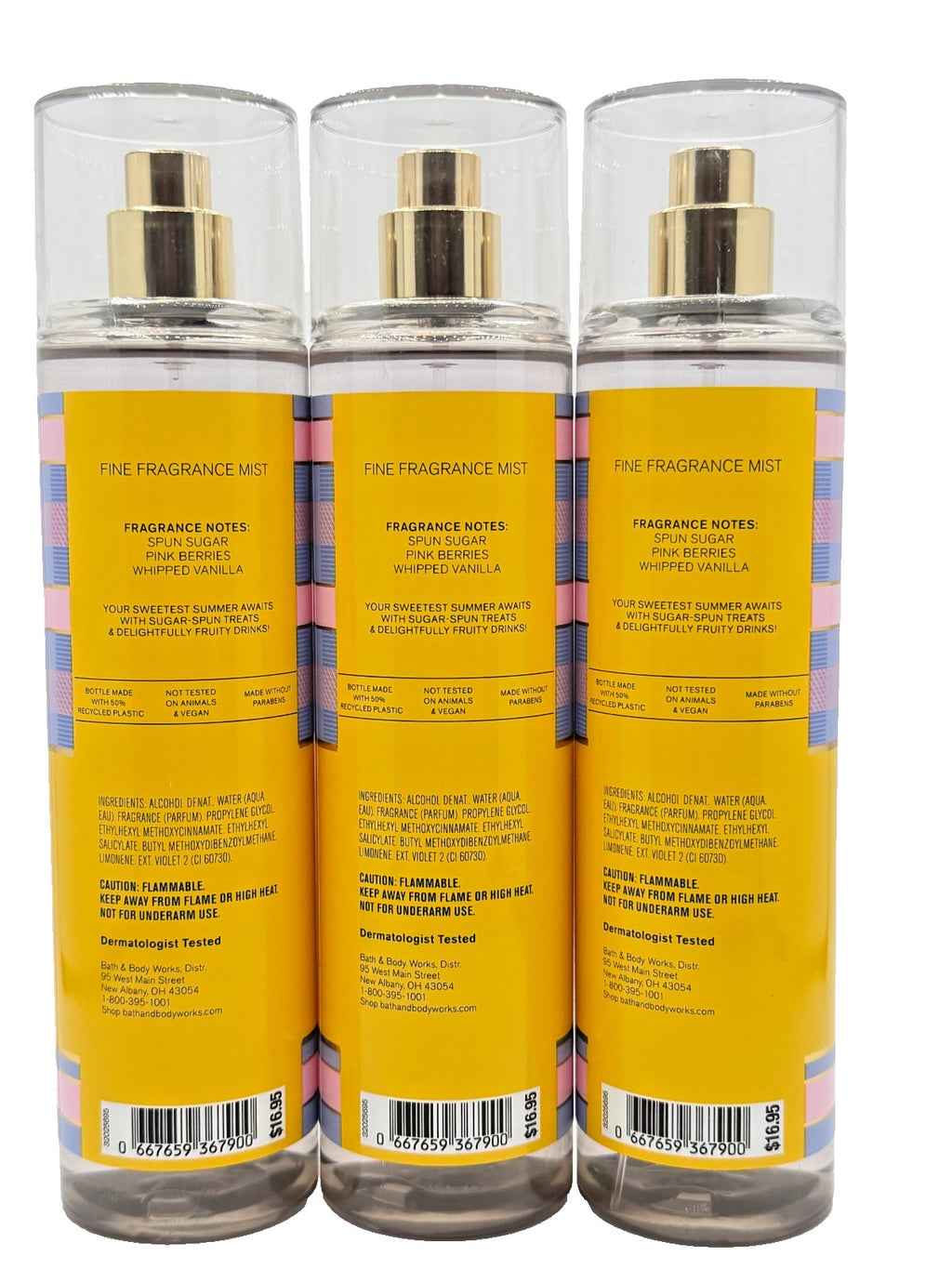 Bath & Body Works Cotton Candy Clouds Fragrance Mist Set - 3 Bottles, 8 oz Each