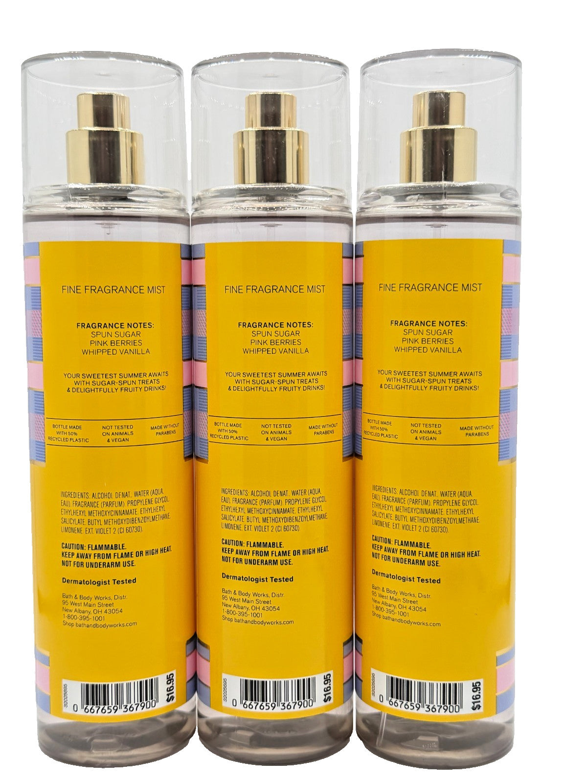 Bath & Body Works Cotton Candy Clouds Fragrance Mist Set - 3 Bottles, 8 oz Each