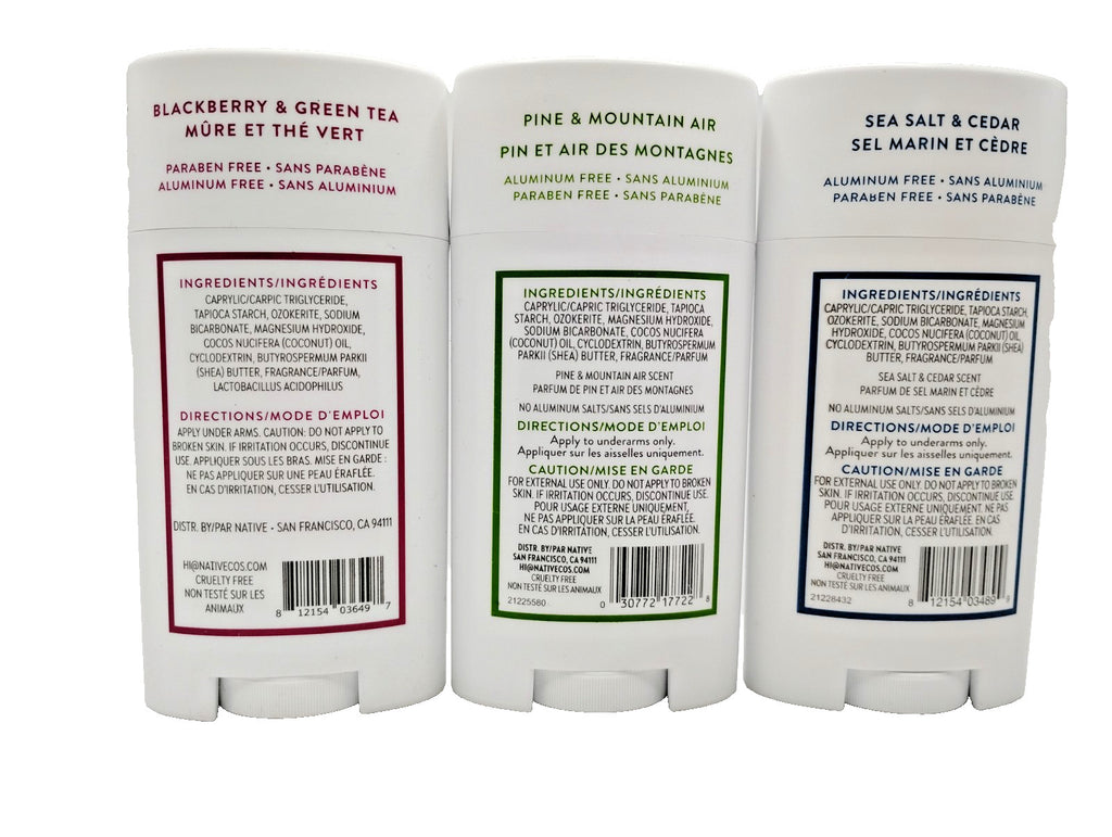 3 Pack Natural Deodorant Set with 3 Scents – Blackberry & Green Tea, Sea Salt & Cedar, Pine & Mountain Air