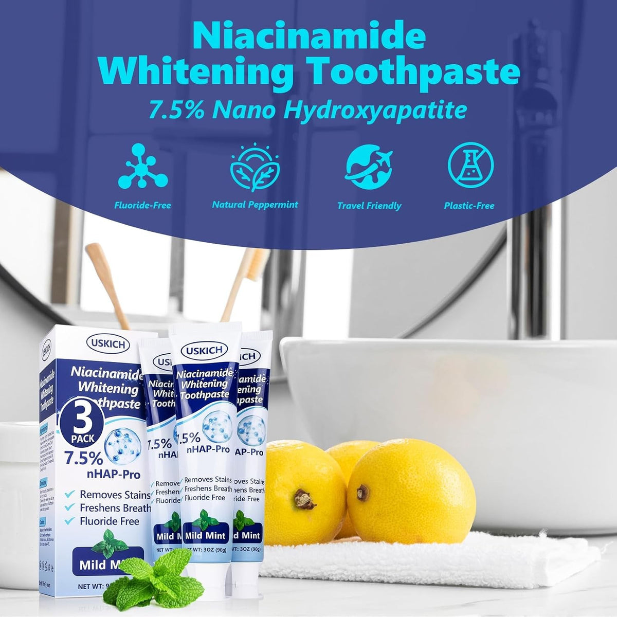 Nano-Hydroxyapatite Toothpaste 3 Pack - Whitening & Sensitive Care