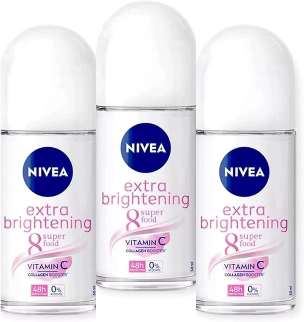Nivea Extra Whitening Roll-On Deodorant with Vitamin C & Collagen - 3 Pack 50ml