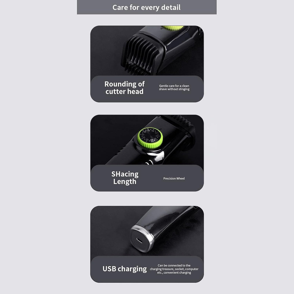 Cordless Waterproof Beard Trimmer with Vacuum and Adjustable Combs