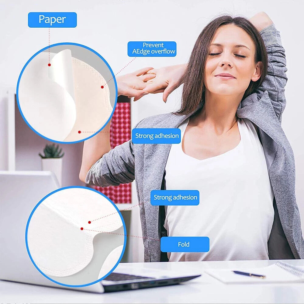 Disposable Underarm Sweat Pads Stickers - Absorbing, Stain-Free, 100 Pack