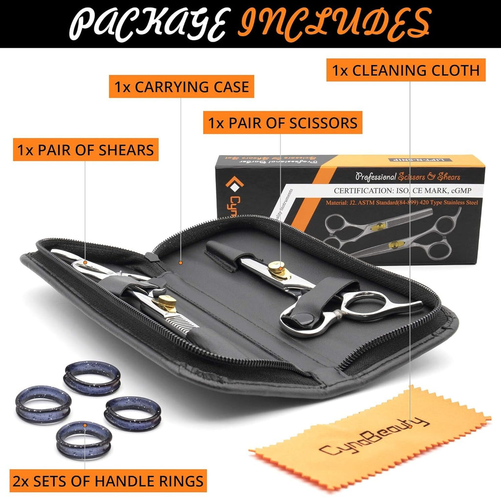 Professional Hair Cutting Scissors Set with Leather Case - Hairdresser Barber Tools
