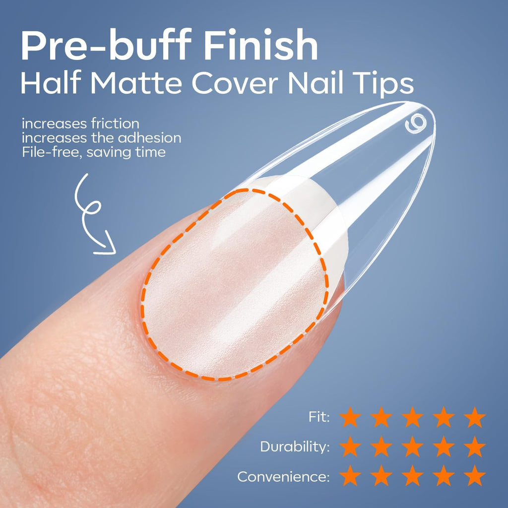 Gel Nail Kit with UV Light & 9-In-One Nail Glue - Medium Almond Tips