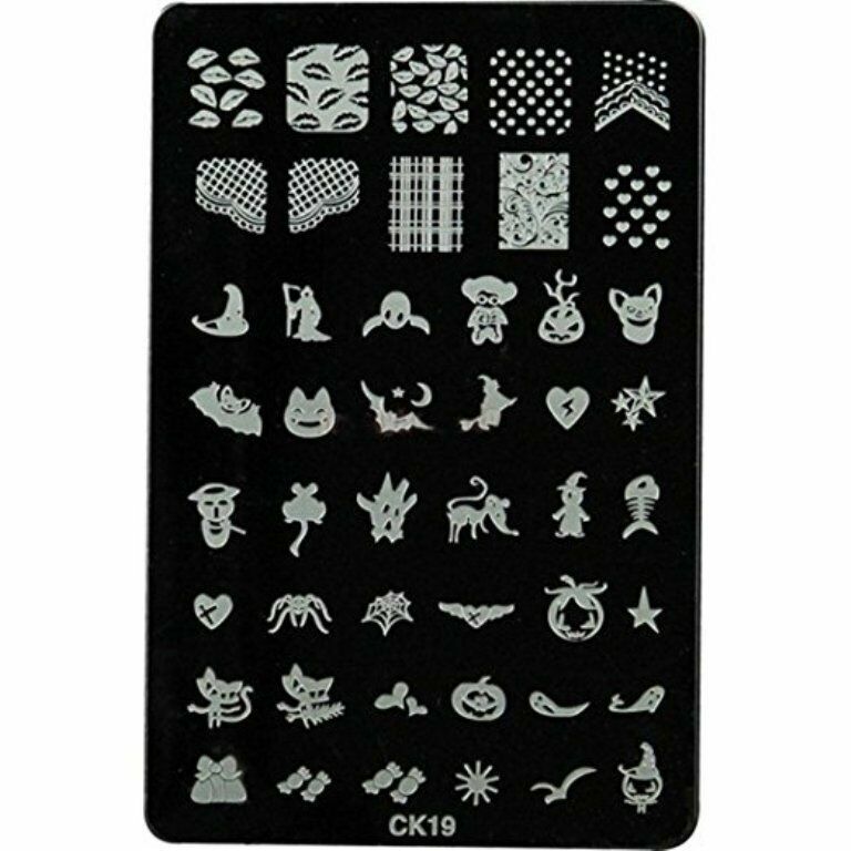 Halloween Witch Black Cat Nail Art Stamping Plate Kit for DIY Manicure