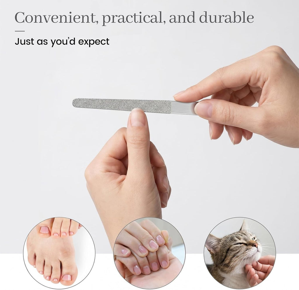Diamond Deb Nail File Double Sided Stainless Steel Nail Buffer - Fine Grit