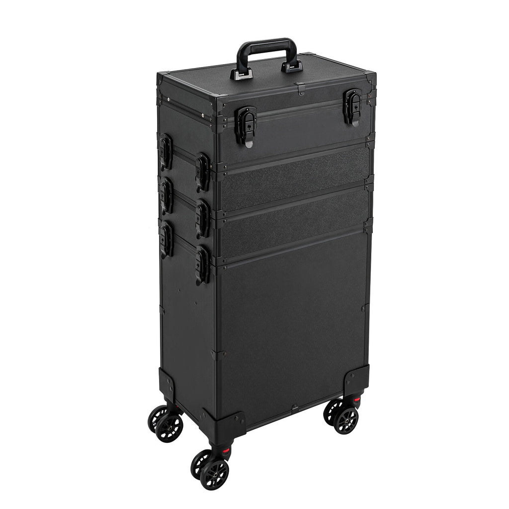 Professional Rolling Makeup Case with LED Lights and Multiple Tiers