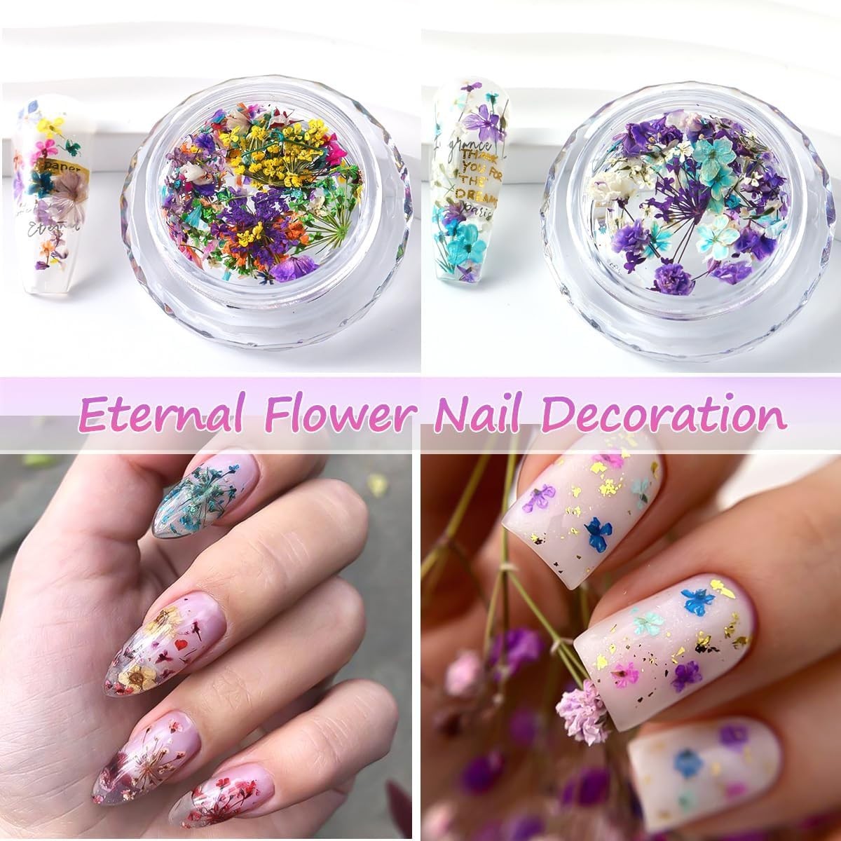 8 Boxes Dried Gypsophila Flowers for Nail Art & Craft Decoration Set