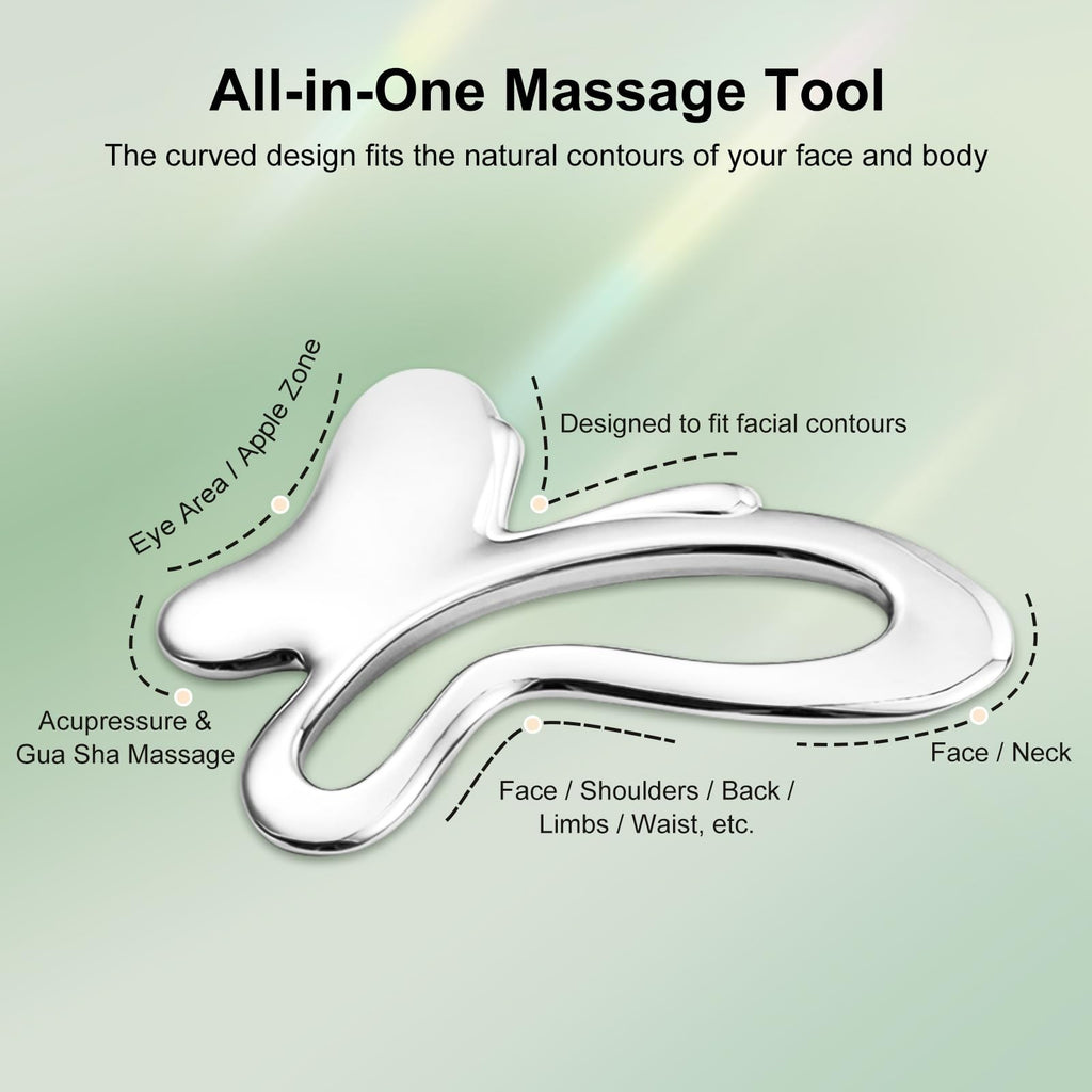 Gua Sha Facial Tools Butterfly Metal Face Massager Silver - Skincare & Massage