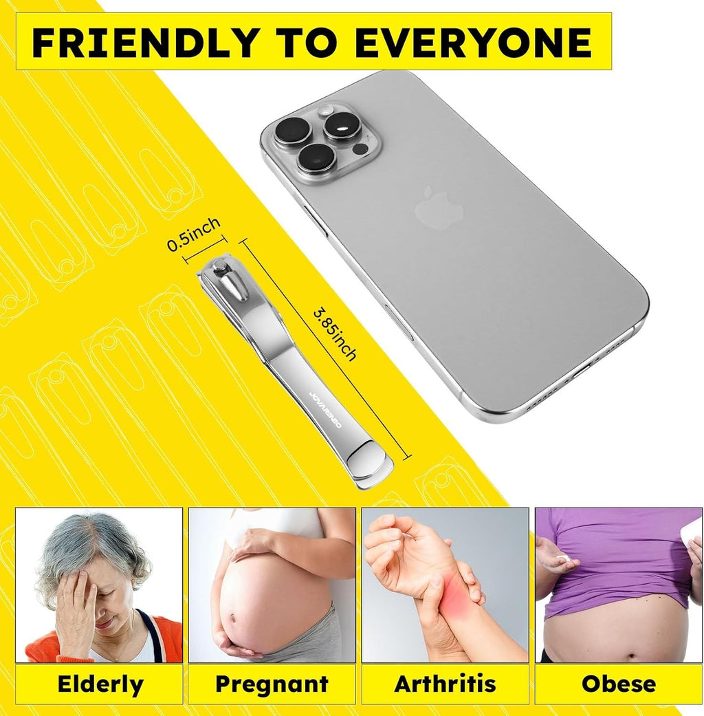 Heavy Duty Large Toenail Clippers for Seniors Thick Nails - Ergonomic & Rotatable