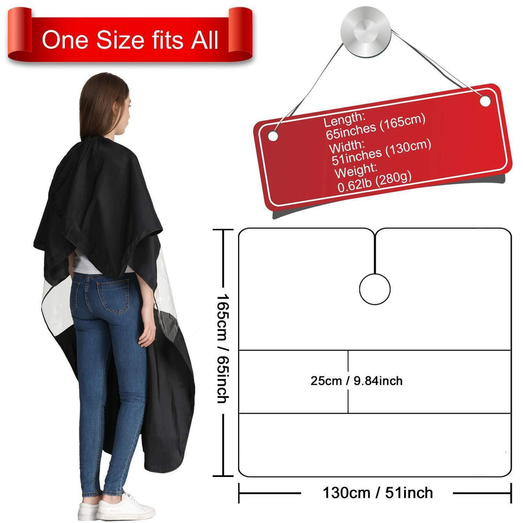 Adult Hair Cutting Cape with Transparent Window and Adjustable Clips - Salon Barber Gown
