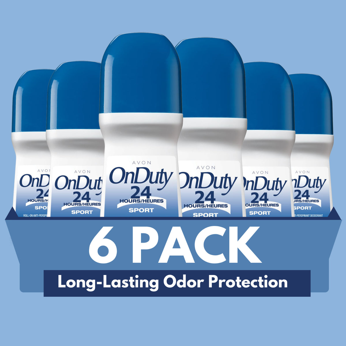 Sport Roll-On Deodorant 24-Hour Odor & Wetness Protection – 2.6 fl oz, Pack of 6