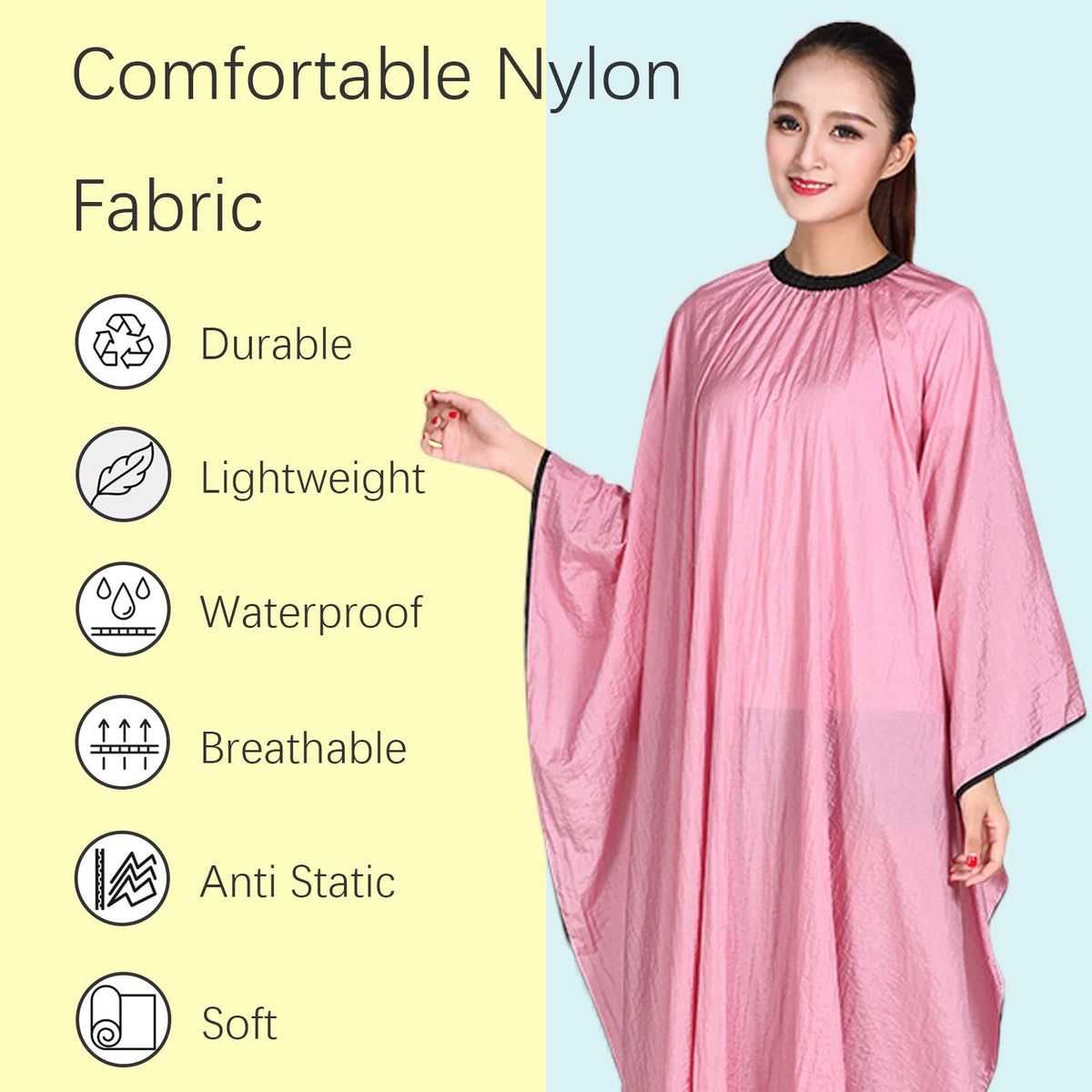 Pink Professional Barber Cape with Adjustable Metal Clip - Waterproof 55x63 Inches