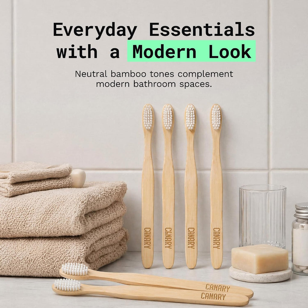 Eco-Friendly Bamboo Toothbrush Set - 6 Pack Plant-Based & Compostable Oral Care