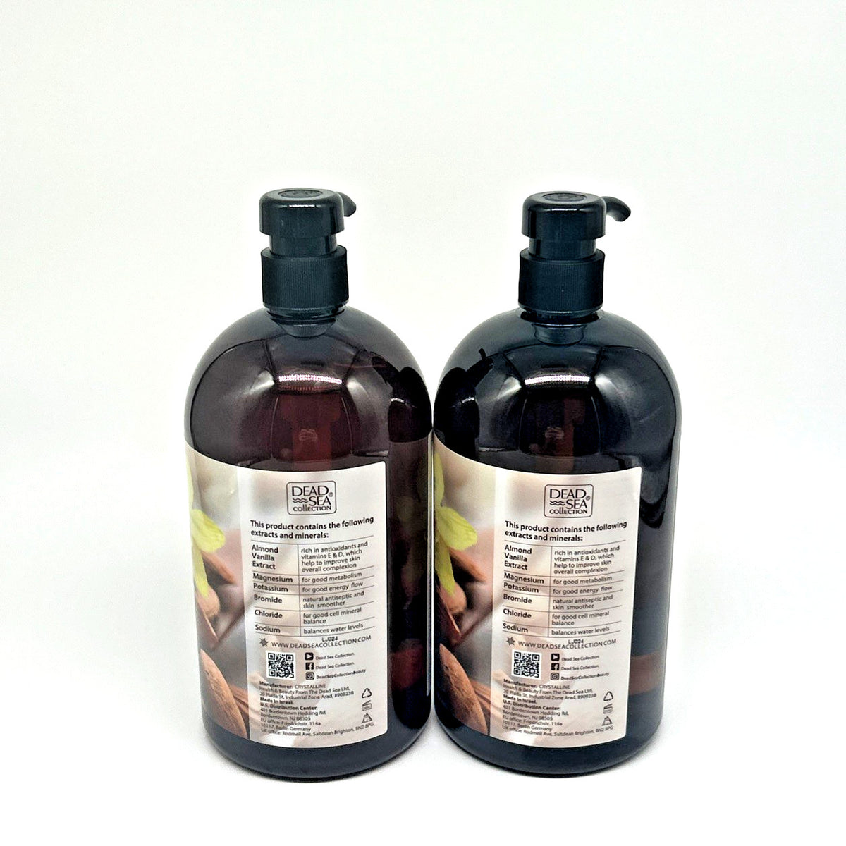 Dead Sea Mineral Body Wash Duo - Almond Vanilla Hydrating 2-Pack, 67.6 oz