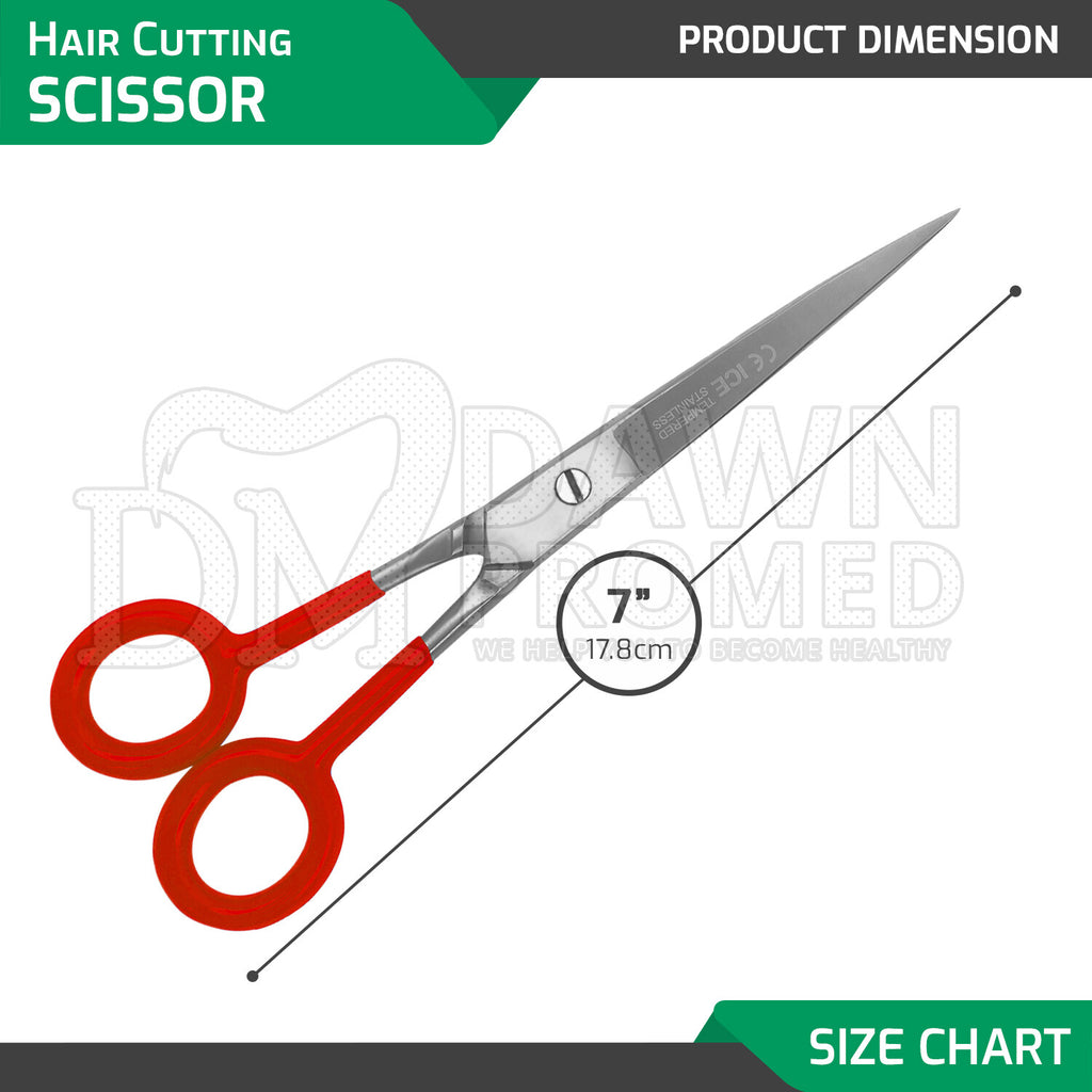 Professional Hair Cutting Shears & Thinning Scissors Set - 7" with Red PVC Handles