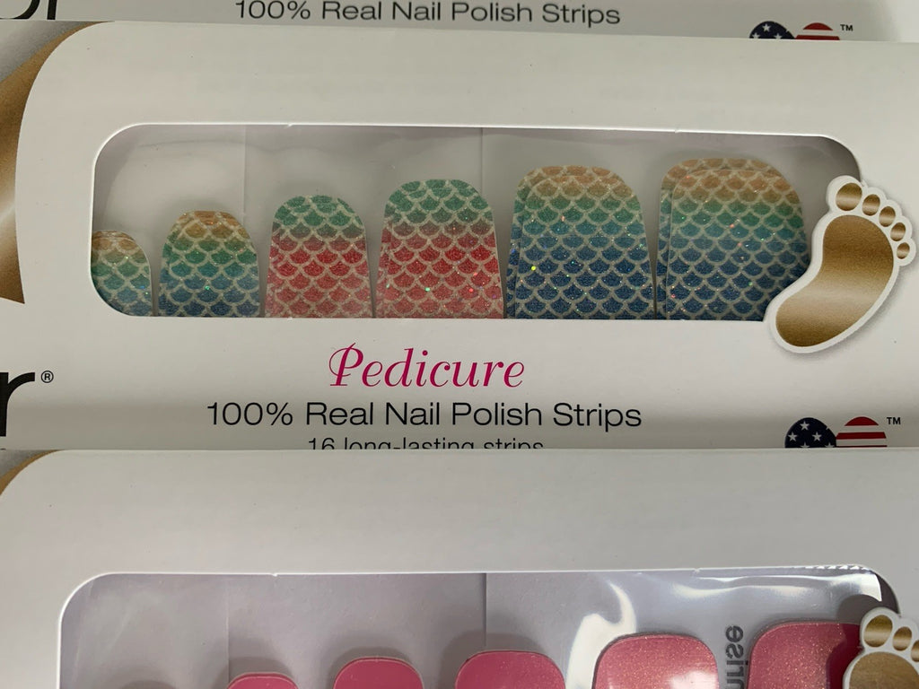 Pedicure Nail Strips Lot of 3 - Evening Sky & Strawberry Colors