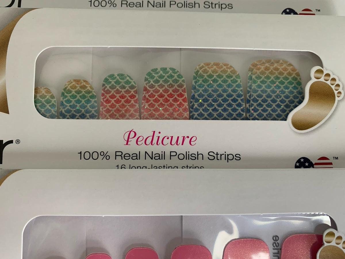 Pedicure Nail Strips Lot of 3 - Evening Sky & Strawberry Colors