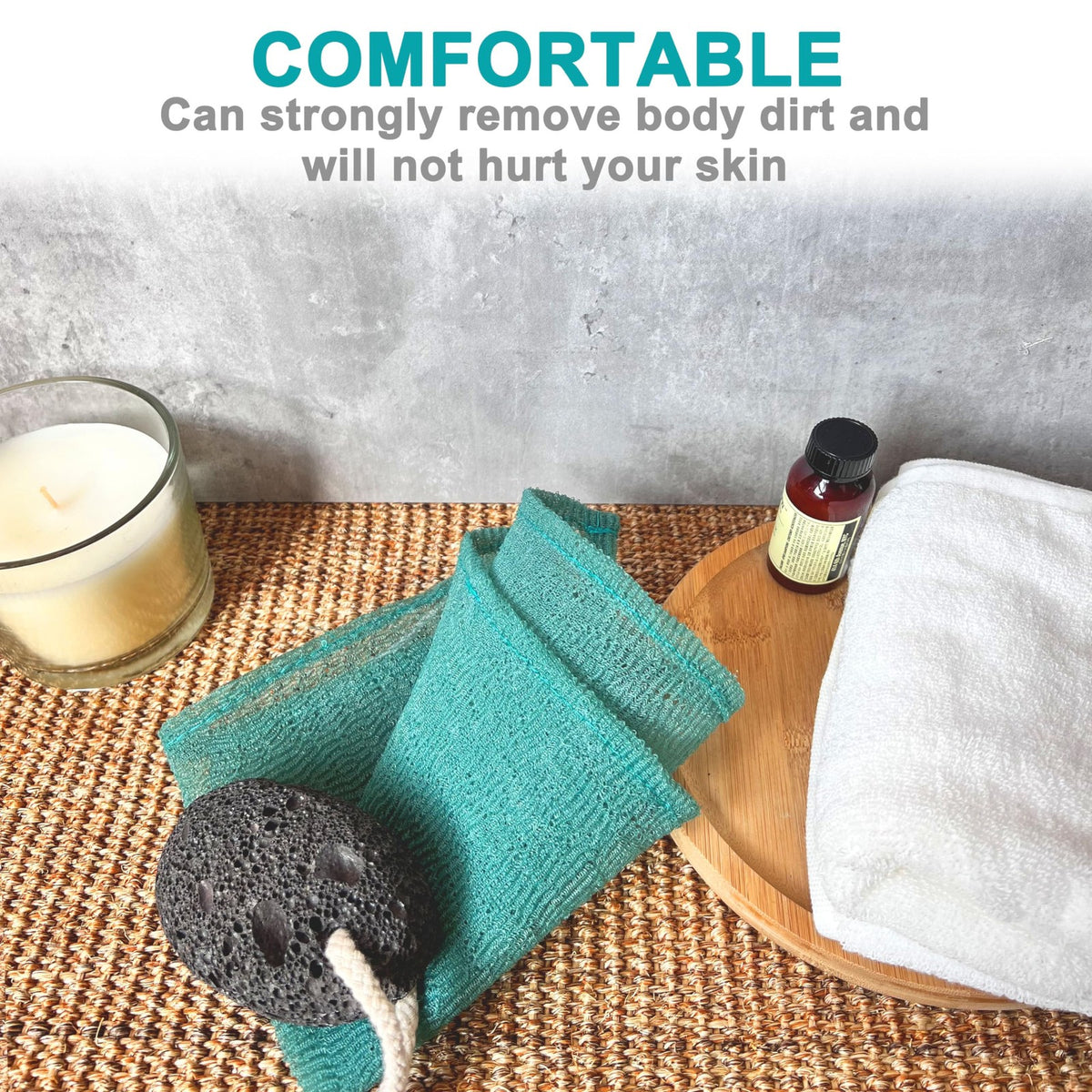 3 Pack Nylon Exfoliating Bath Cloths - Heavy-Duty Body Scrubber Towels