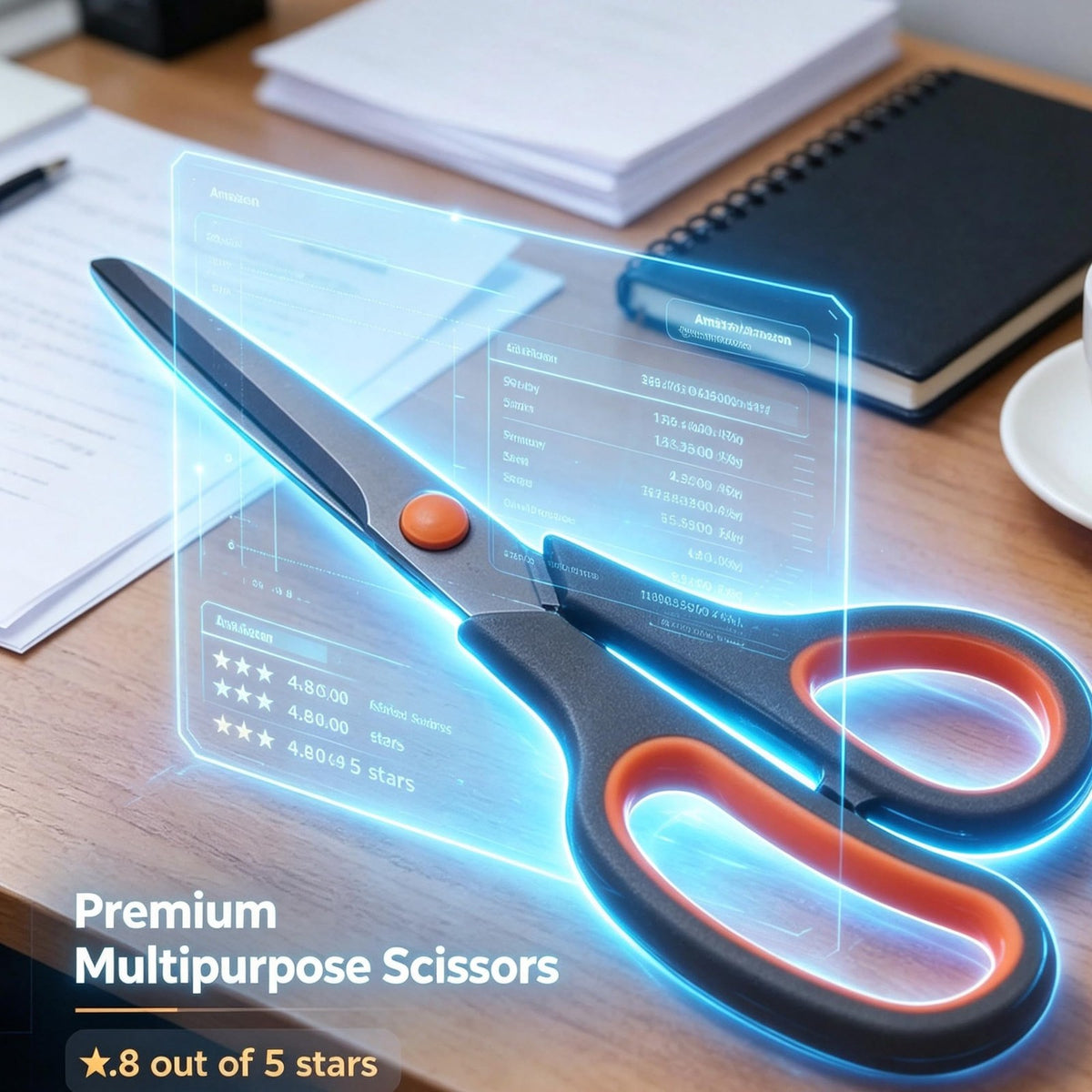 All-Purpose Titanium Scissors Pack of 3 - Comfort Grip, Sharp Blades