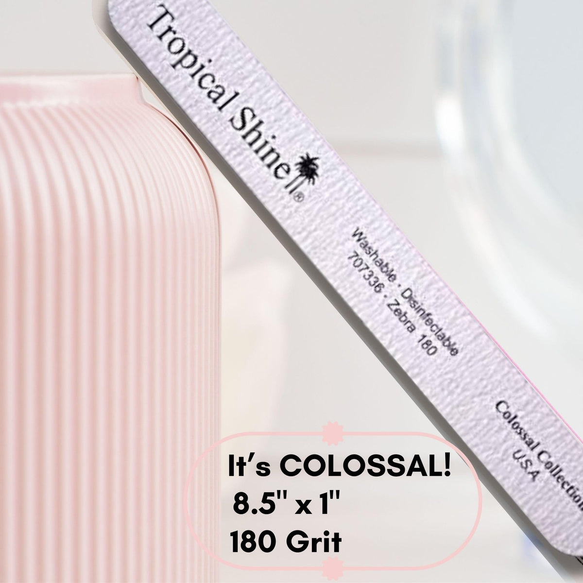 Jumbo Nail File Set - Colossal 180 Grit Silver Nail Buffers - 6 Pack