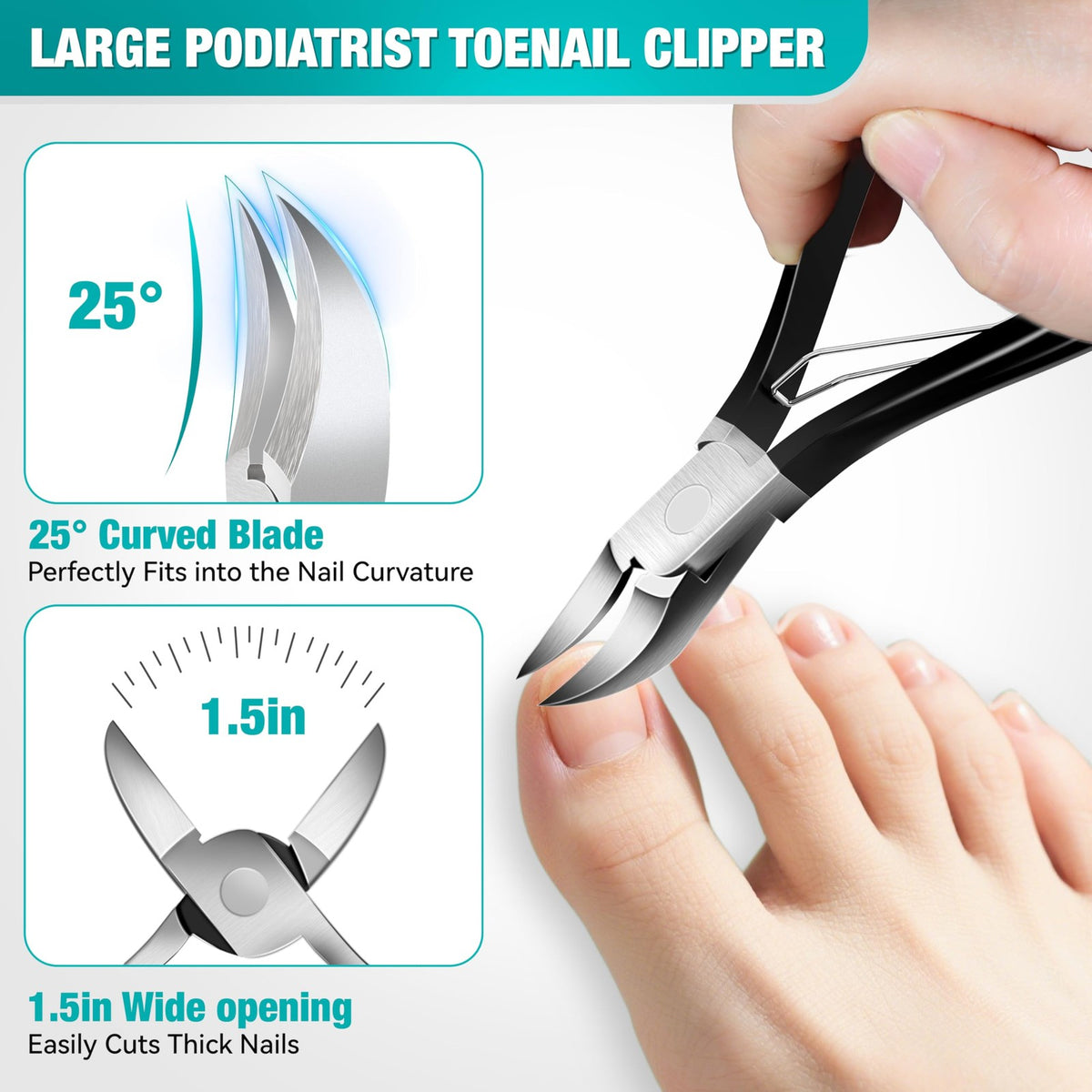 Heavy Duty Toenail Clippers for Seniors & Thick Nails - Large Toe Nail Clippers