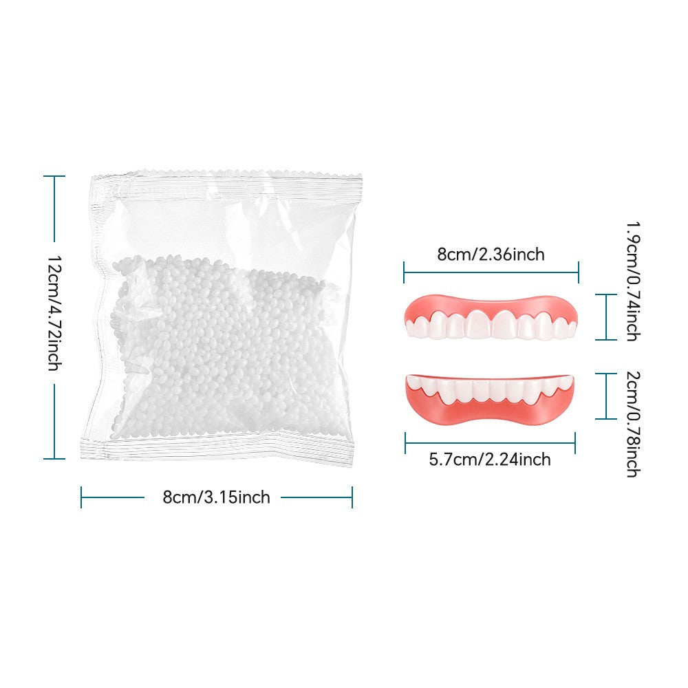 Dental Snap-On Veneers 2PCS Full Set Upper & Lower Moldable False Teeth