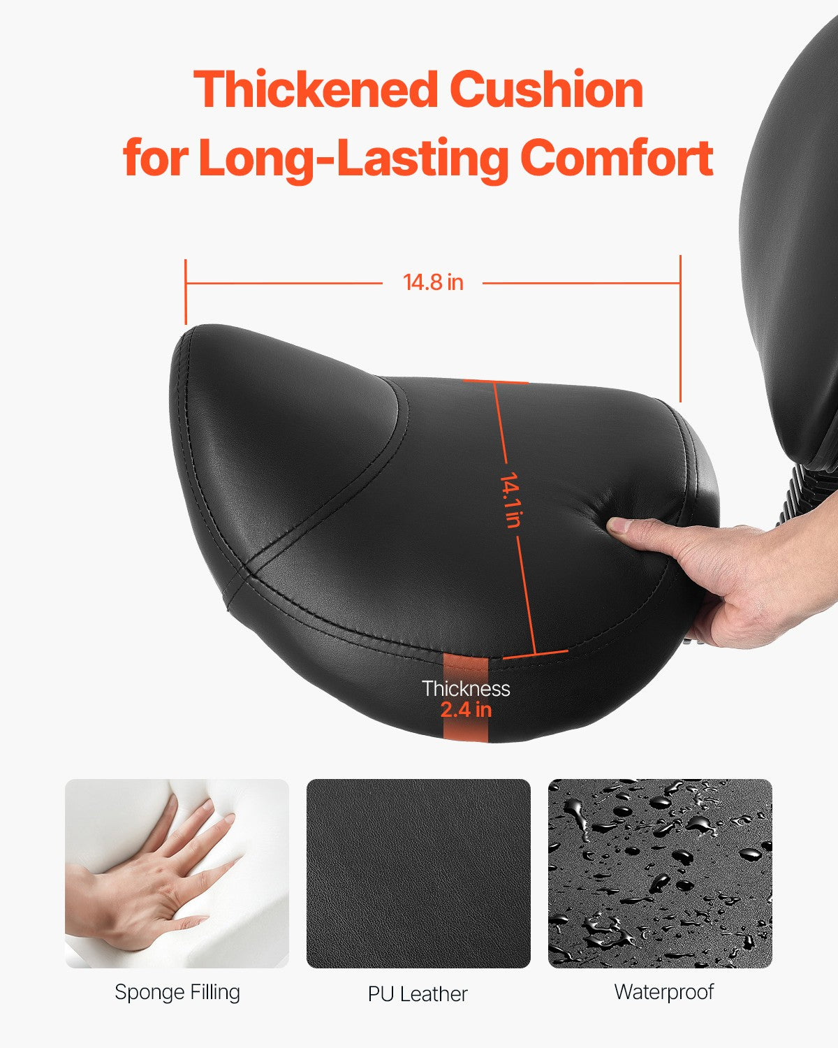 Adjustable Saddle Stool with Backrest and PU Leather Seat - Swivel Office Chair