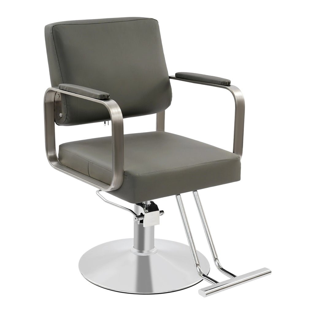Adjustable Salon Barber Chair with 360° Rotation and Stainless Steel Frame