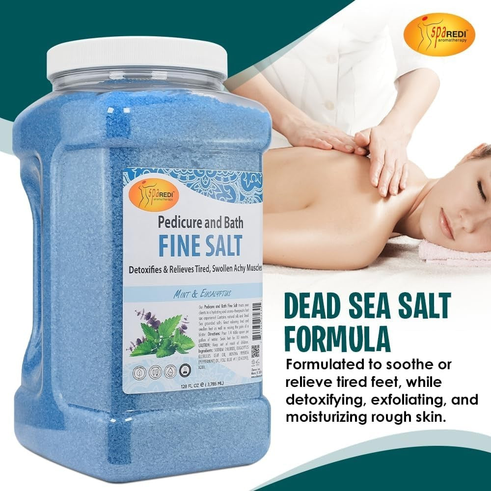 Spa Redi Mint & Eucalyptus Bath Salt for Pedicure & Relaxation 128oz