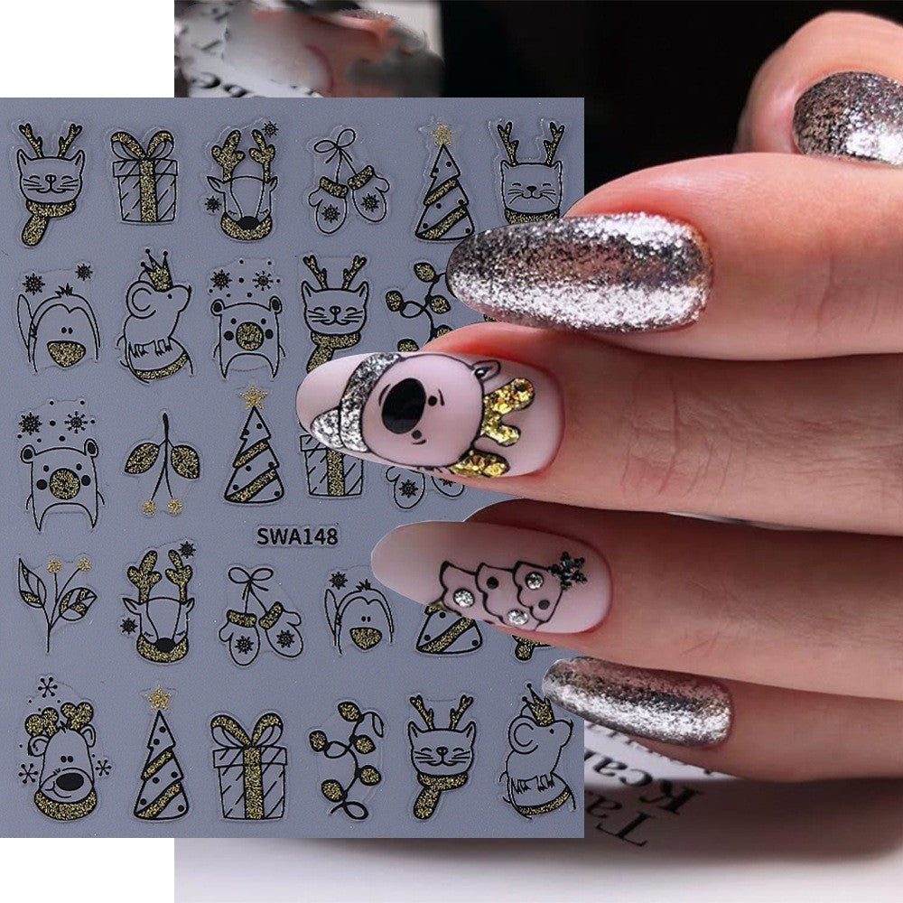 Christmas Snowflake Nail Art Stickers - Self-Adhesive, Multiple Variants