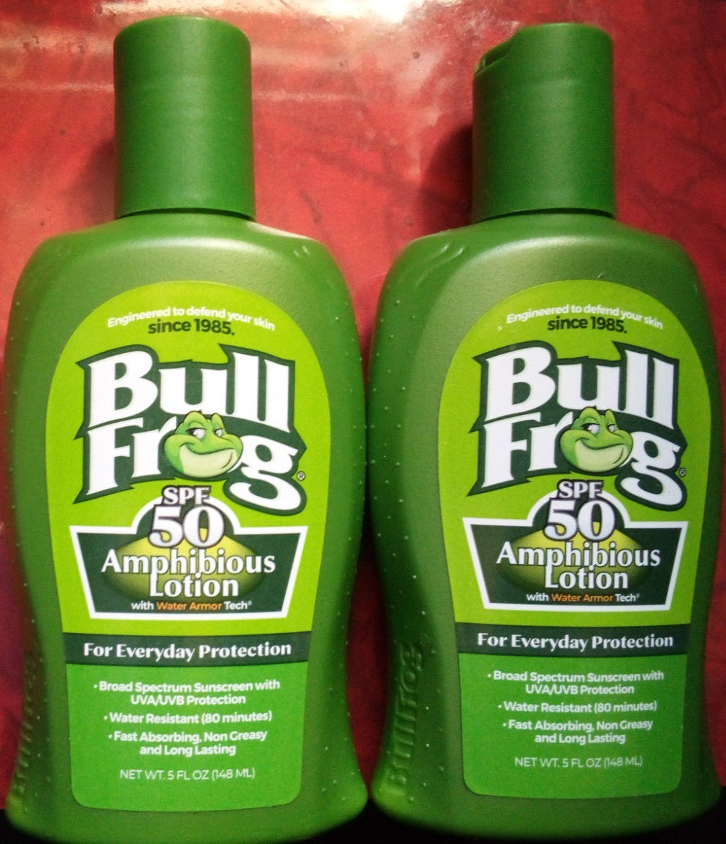 Bull Frog SPF 50 Amphibious Sunscreen Lotion - Water-Resistant Broad Spectrum Sun Protection, 5 Fl Oz (2 Pack)