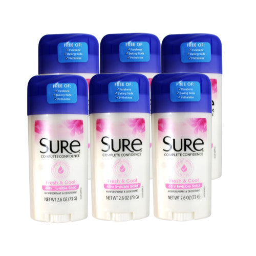 6 Pack Anti Perspirant Deodorant Invisible Solid Fresh & Cool 2.6 Oz
