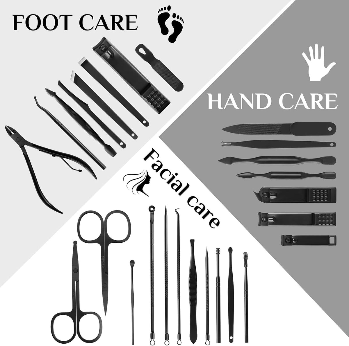 26-Piece Stainless Steel Nail Clipper & Manicure Pedicure Kit for Personal Care